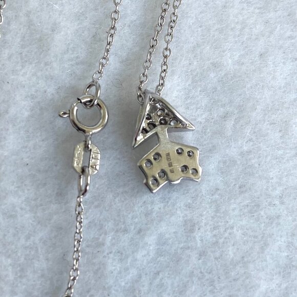 Sterling Silver 925 ATI Very Dainty Tiny Round CZ Arrow Pendant Necklace 18" - Picture 8 of 16